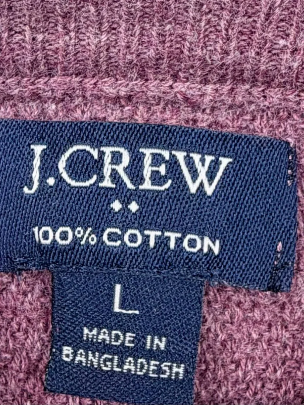J. Crew Cotton Seed-Stitch Crewneck Sweater Raglan Sleeve Plum Large #A2849